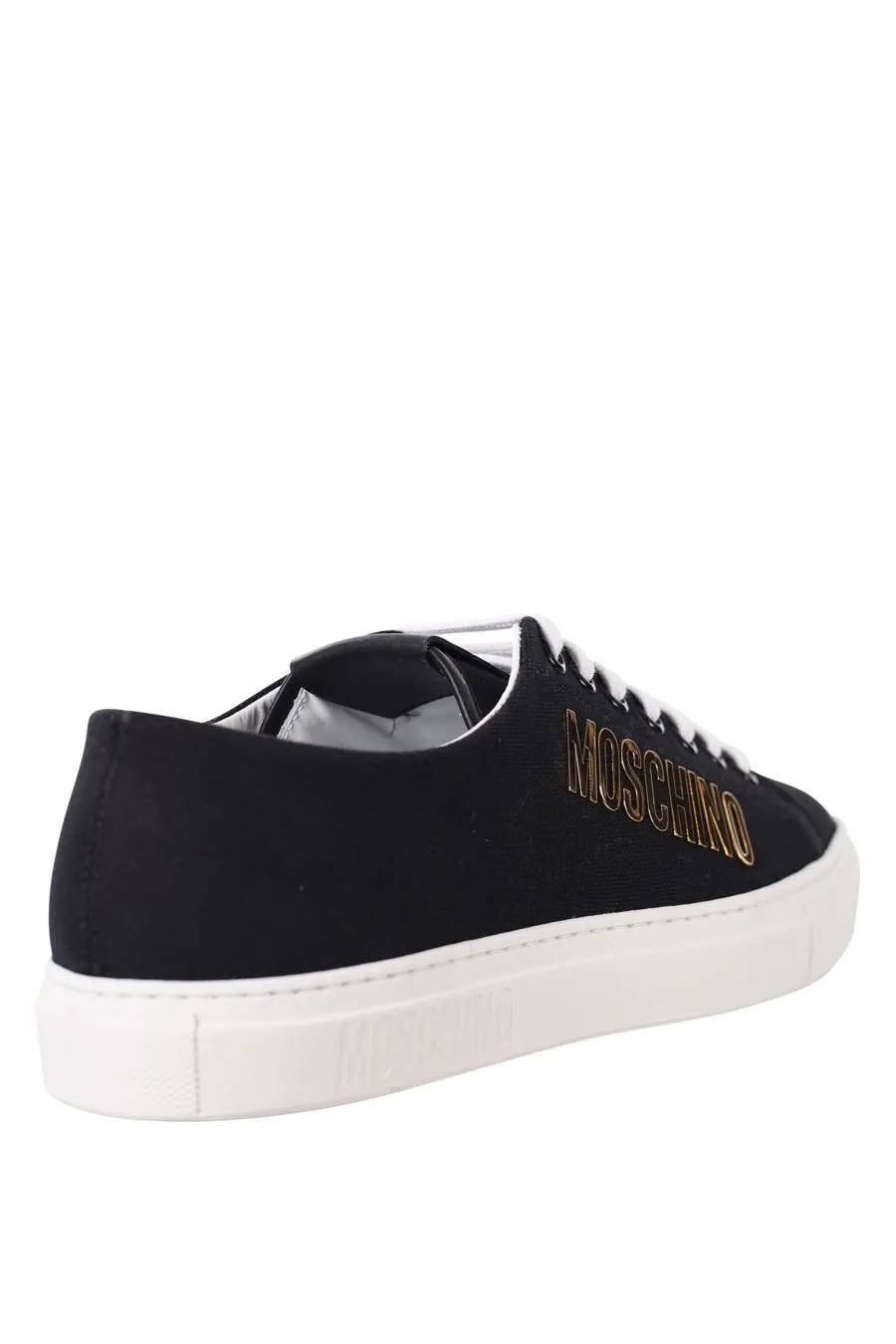 Black Sneakers with White Sole and Gold Logo