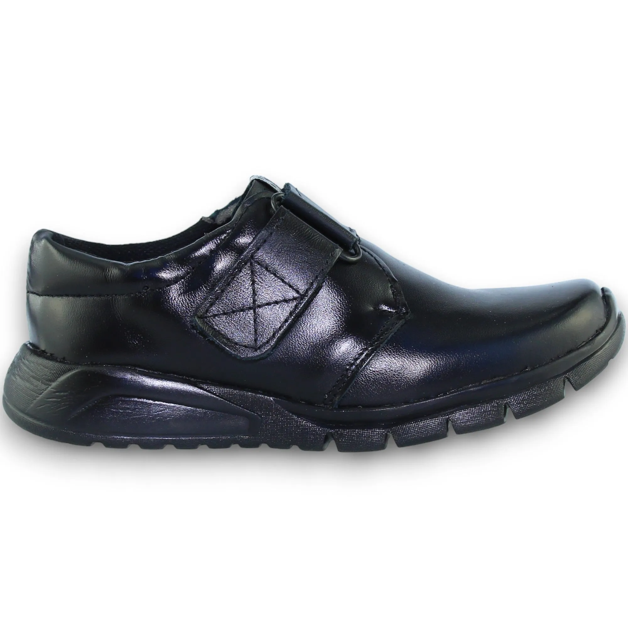 Boys School Shoes Style 1207Ba21 Babe Shoes Brand Leather Finish Black