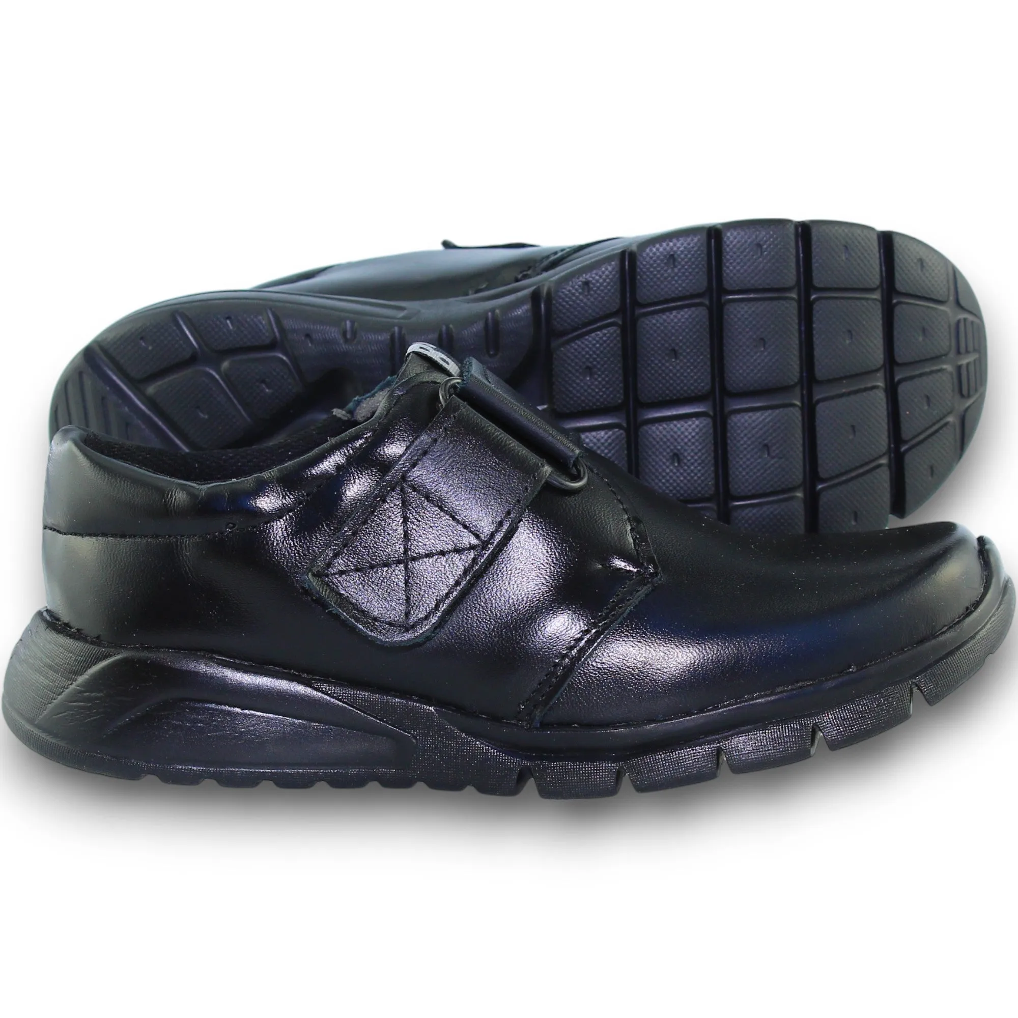Boys School Shoes Style 1207Ba21 Babe Shoes Brand Leather Finish Black