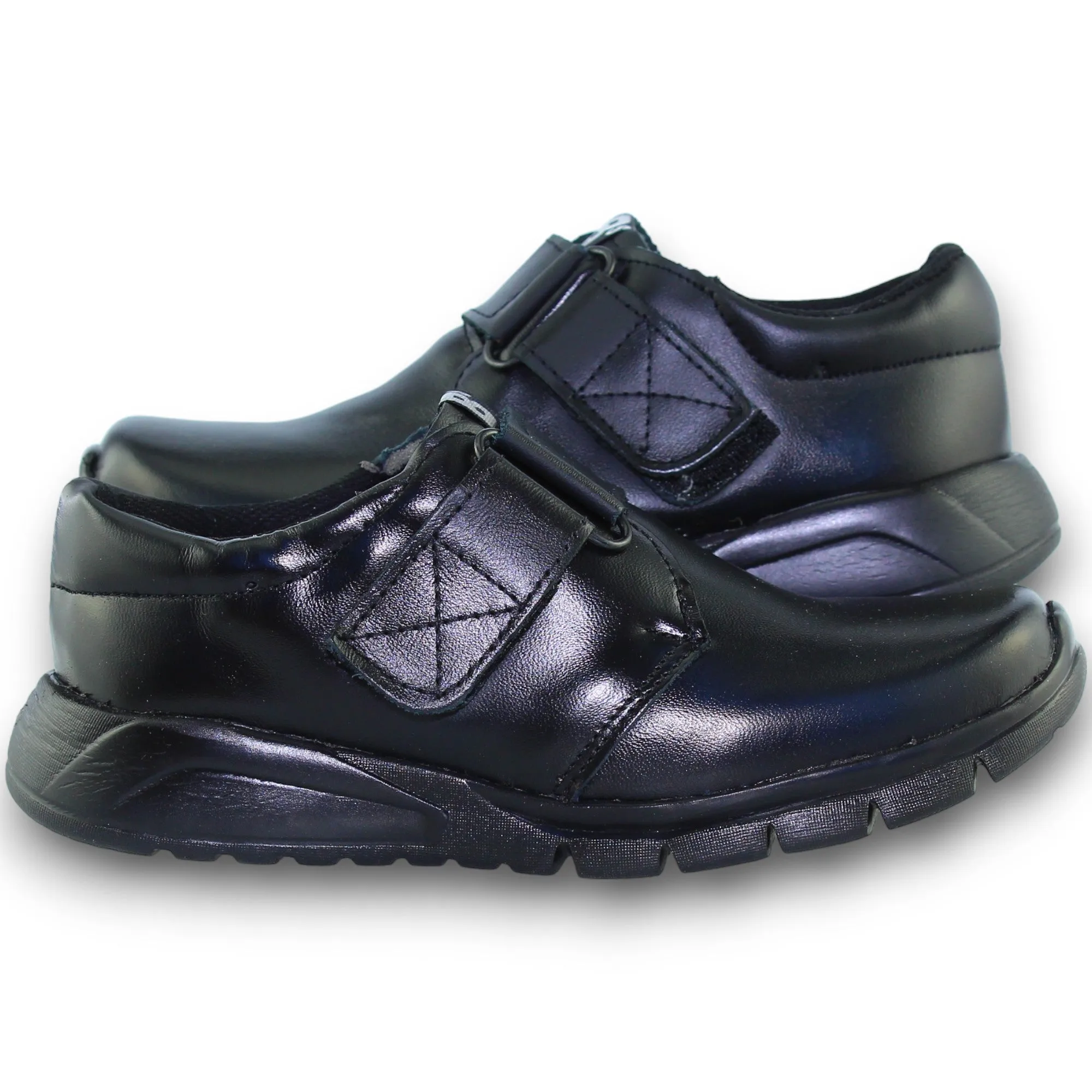 Boys School Shoes Style 1207Ba21 Babe Shoes Brand Leather Finish Black
