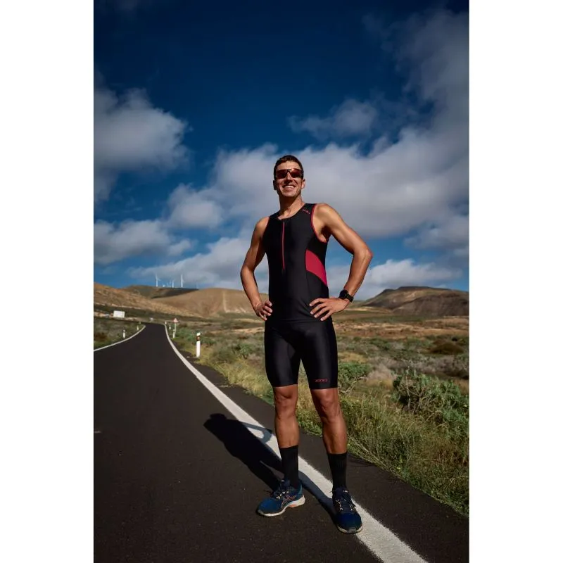 ZONE3 MEN'S ACTIVATE TRI SHORTS  BLACK/RED